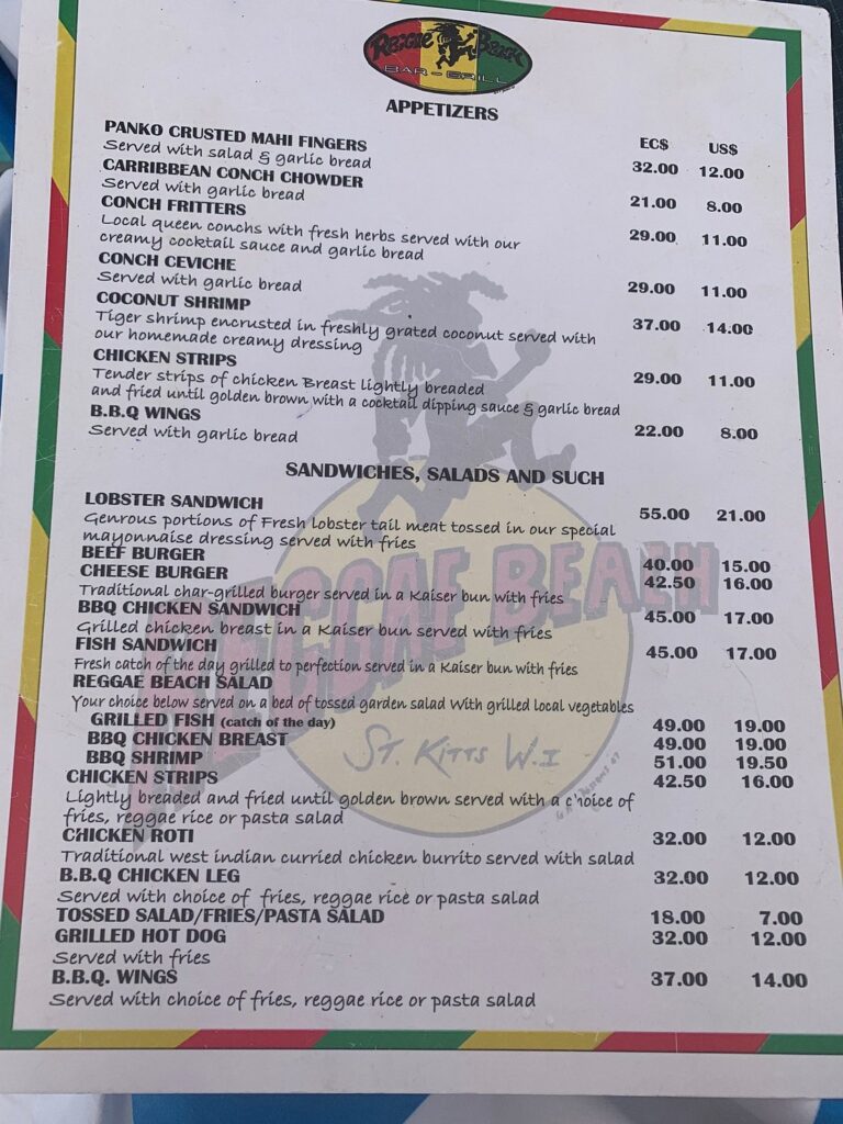 Reggae Beach Bar & Grill-menu1