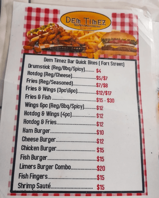 Dem Timez Restaurant and Bar-menu