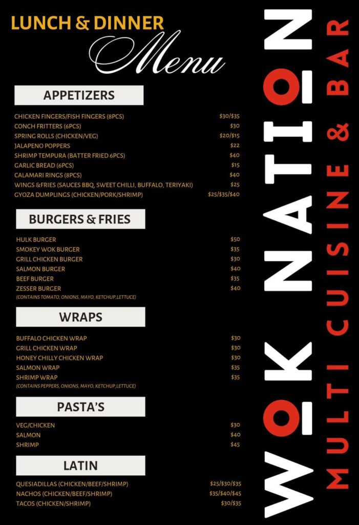Wok Nation Multicuisine & Bar-menu