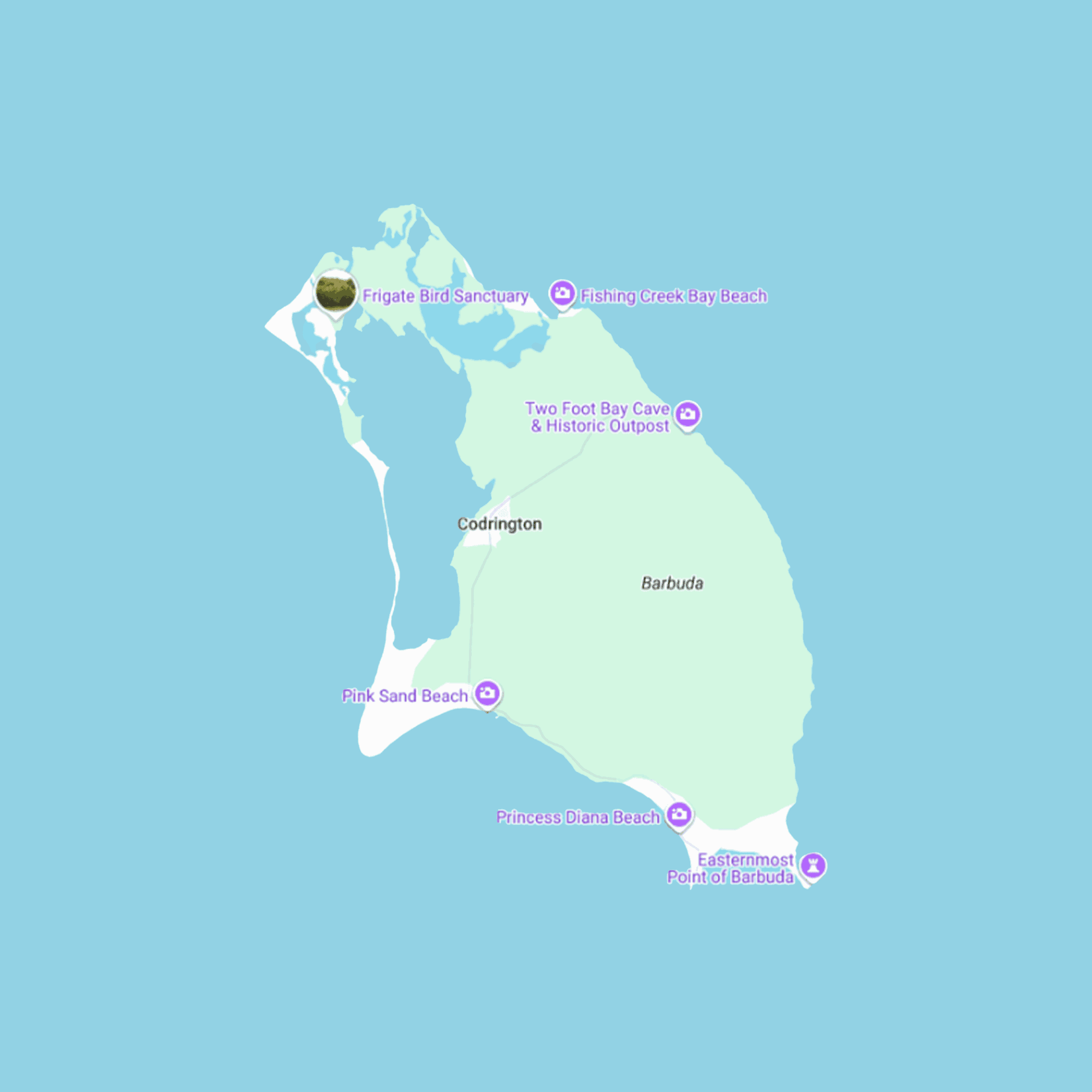 Map of Codrington, Barbuda