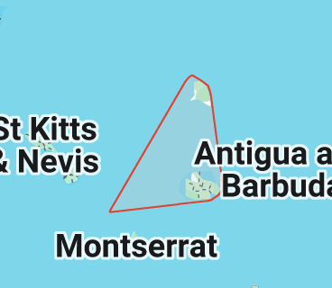 Map of Antigua, Antigua & Barbuda