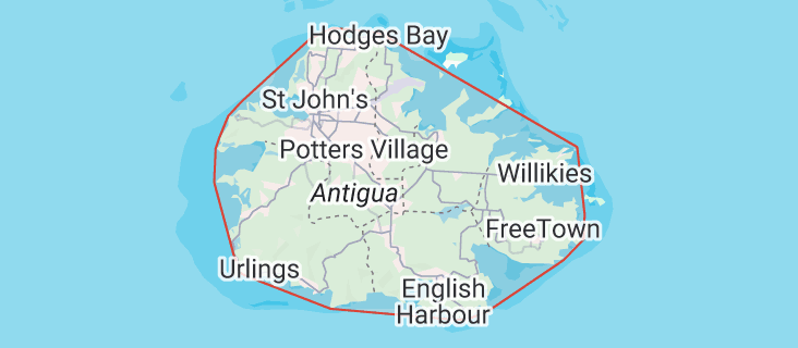 Map of Friars Hill Road, Saint John, Saint John, Antigua
