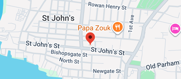 Map of St John's St, St John's, Antigua & Barbuda