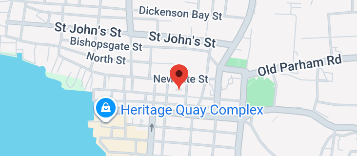 Map of Upper Church Street, Antigua & Barbuda