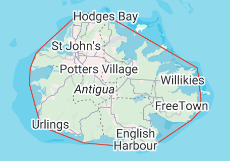 Map of Antigua, Antigua & Barbuda