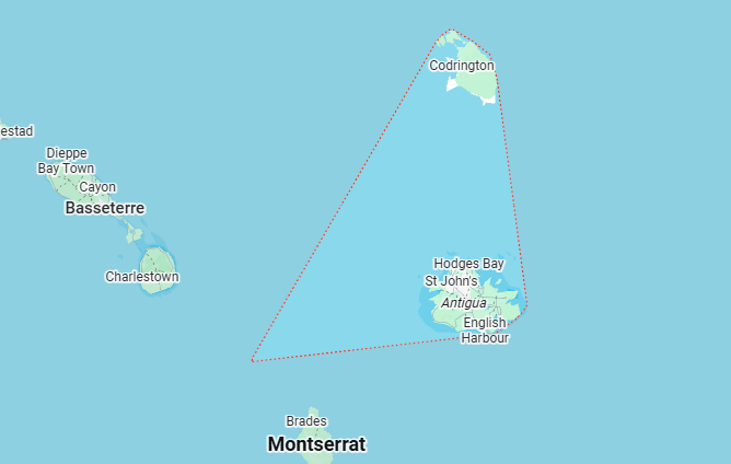 Map of St John's, Antigua & Barbuda